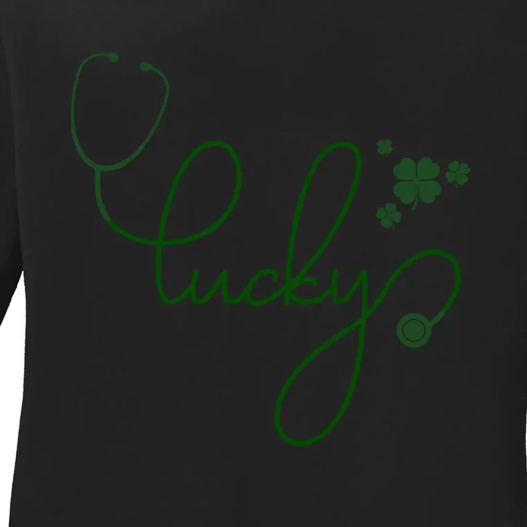 Lucky Nurse Cute St Patricks Day Ladies Long Sleeve Shirt