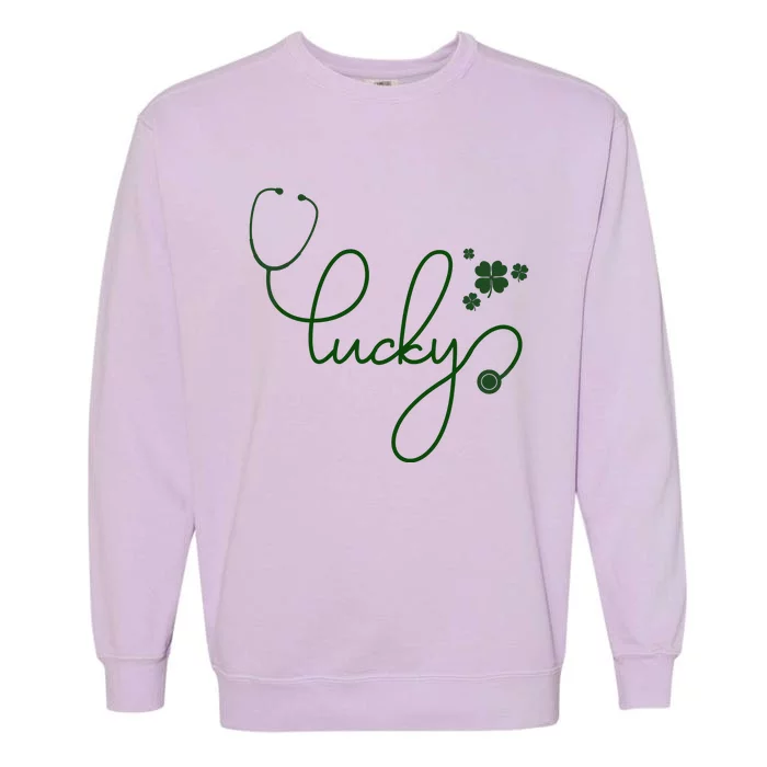 Lucky Nurse Cute St Patricks Day Garment-Dyed Sweatshirt