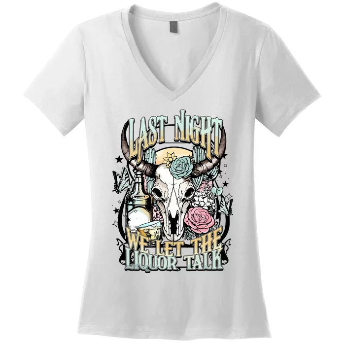 Last Night Cowboy Women's V-Neck T-Shirt