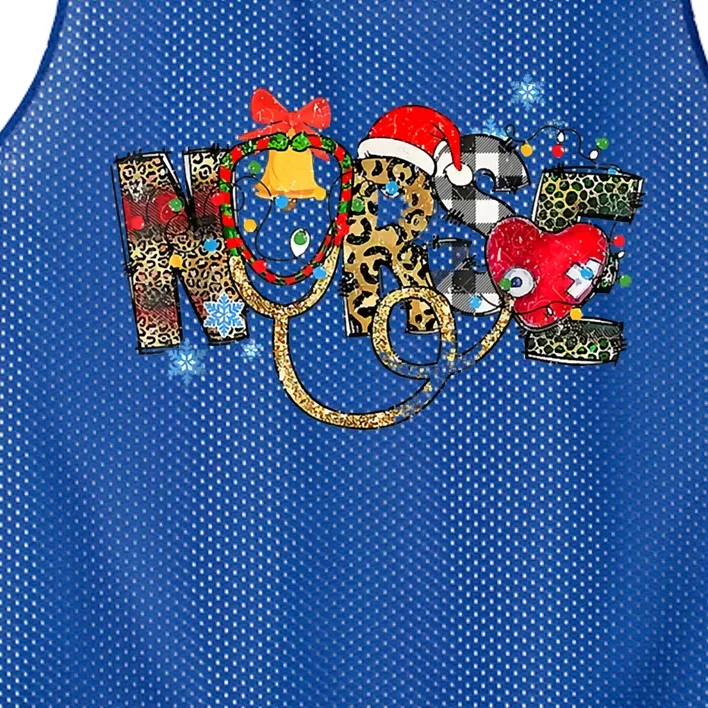 Leopard Nursing Christmas Santa Elf Rn Nicu Er Nurse Squad Gift Mesh Reversible Basketball Jersey Tank