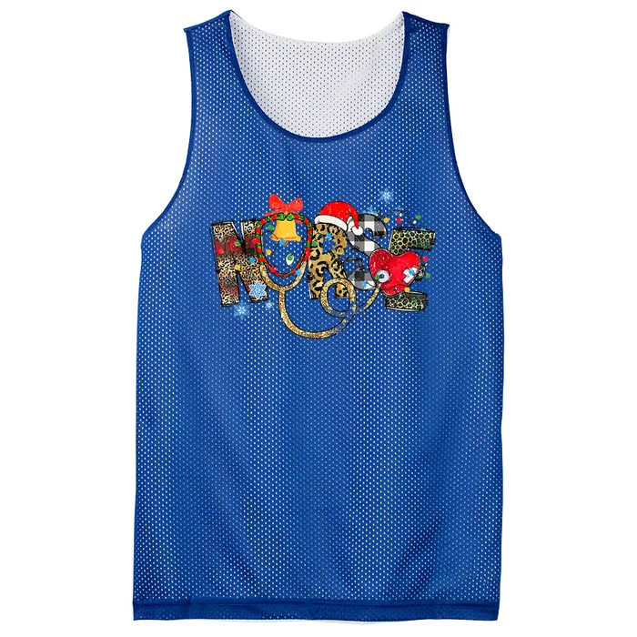 Leopard Nursing Christmas Santa Elf Rn Nicu Er Nurse Squad Gift Mesh Reversible Basketball Jersey Tank