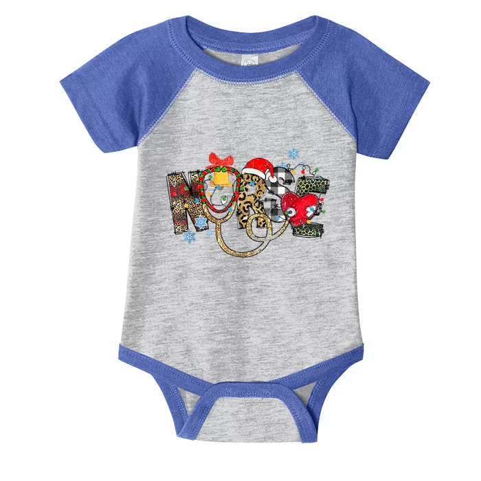 Leopard Nursing Christmas Santa Elf Rn Nicu Er Nurse Squad Gift Infant Baby Jersey Bodysuit