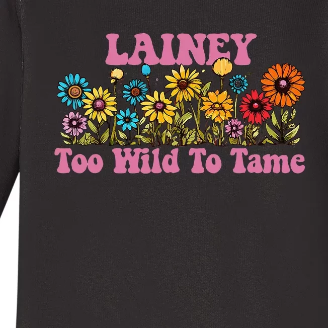 Lainey Name Cute Retro Girl Wildflower Lainey Name Baby Long Sleeve Bodysuit