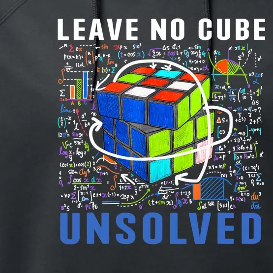 Leave No Cube Unsolved Funny Speed Cubing Math Performance Fleece Hoodie