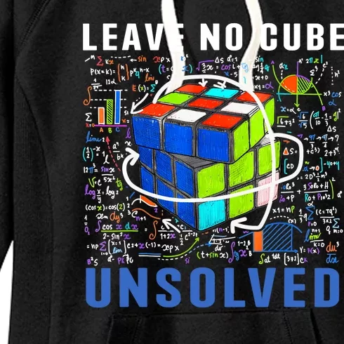 Leave No Cube Unsolved Funny Speed Cubing Math Women's Fleece Hoodie