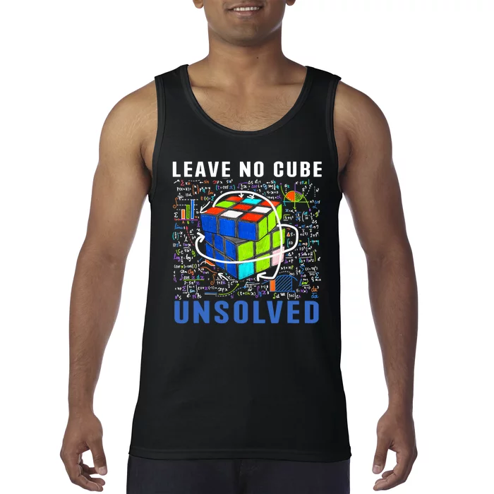 Leave No Cube Unsolved Funny Speed Cubing Math Tank Top