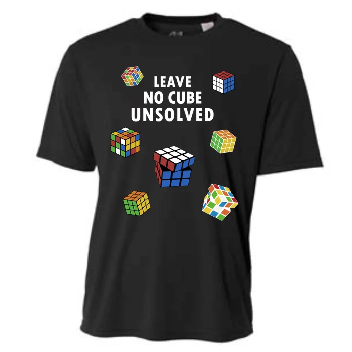 Leave No Cube Unsolved Speedsolving Speedcubing Speed Cuber Great Gift Cooling Performance Crew T-Shirt