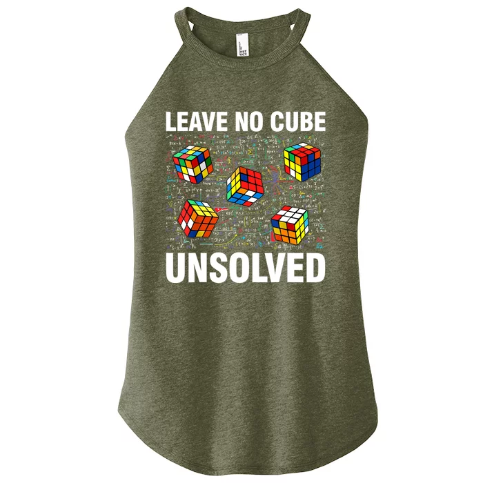 Leave No Cube Unsolved Funny Speed Cubing Math Women’s Perfect Tri Rocker Tank