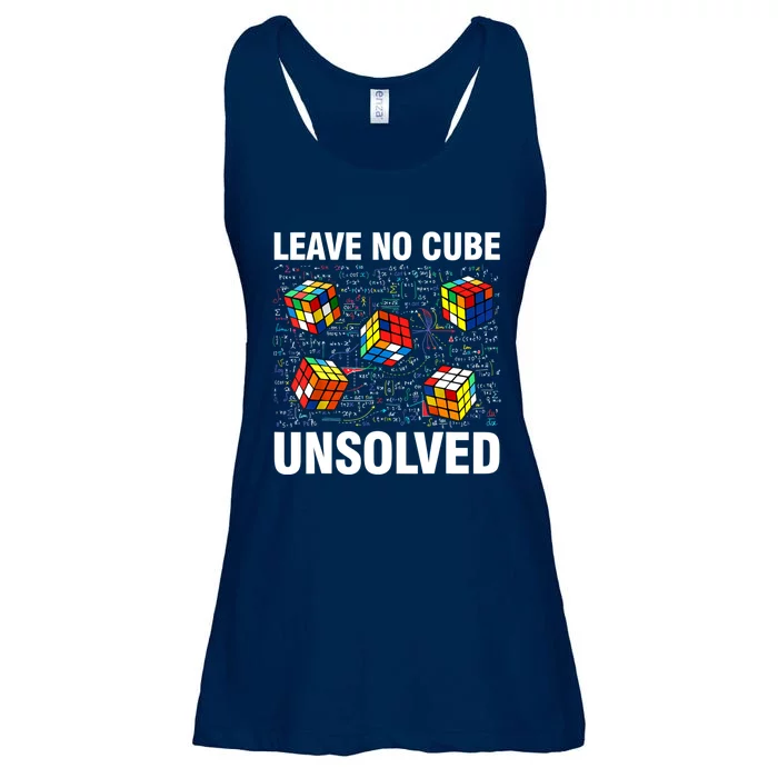 Leave No Cube Unsolved Funny Speed Cubing Math Ladies Essential Flowy Tank