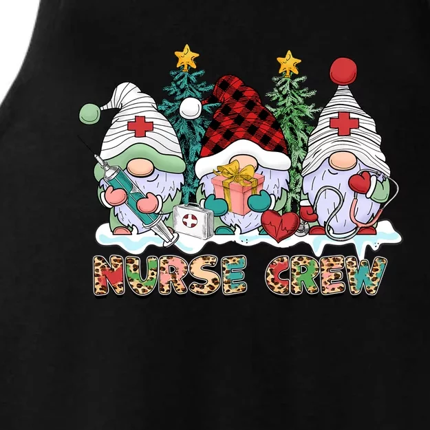 Leopard Nurse Christmas Gnomes Cute Xmas Scrub Nurses Gift Ladies Tri-Blend Wicking Tank