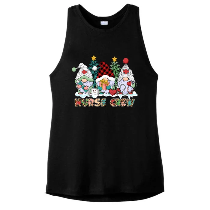 Leopard Nurse Christmas Gnomes Cute Xmas Scrub Nurses Gift Ladies Tri-Blend Wicking Tank