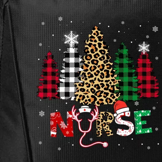 Leopard Nurse Christmas Tree Stethoscope Rn Scrub Nursing Meaningful Gift City Backpack