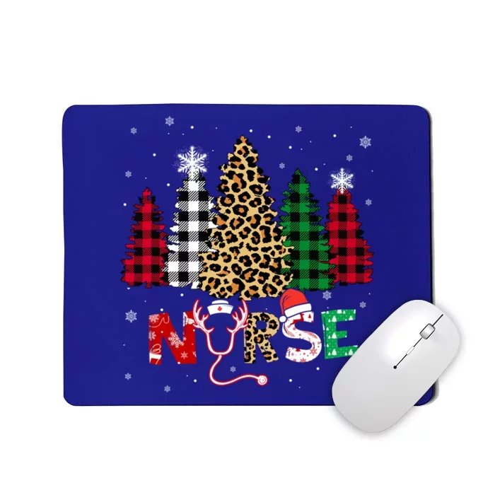 Leopard Nurse Christmas Tree Stethoscope Rn Scrub Nursing Meaningful Gift Mousepad