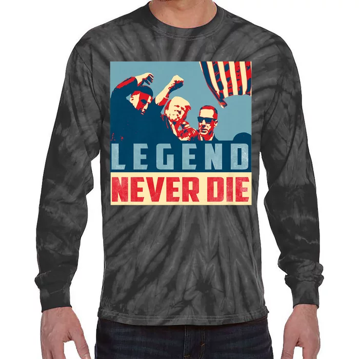 Legend Never Die Trump 2024 President Support Vote For Trump Tie-Dye Long Sleeve Shirt