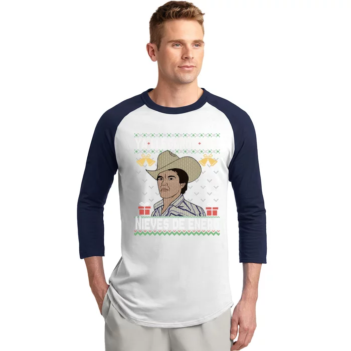 Las Nieves De Enero El Rey Del Corrido Mexican Christmas Baseball Sleeve Shirt