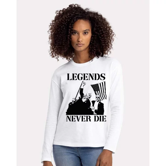 Legends Never Die Trump 2024 Pennsylvania Rally Patriot Womens Cotton Relaxed Long Sleeve T-Shirt