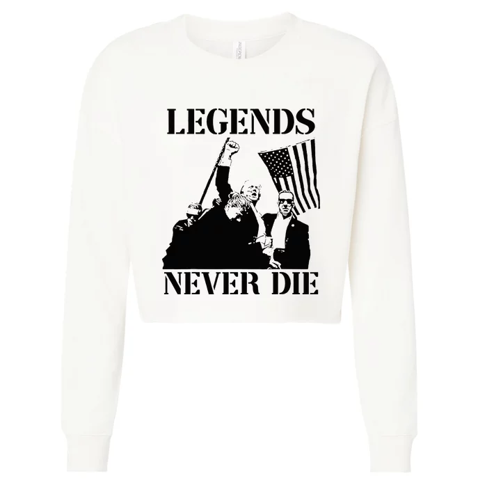 Legends Never Die Trump 2024 Pennsylvania Rally Patriot Cropped Pullover Crew