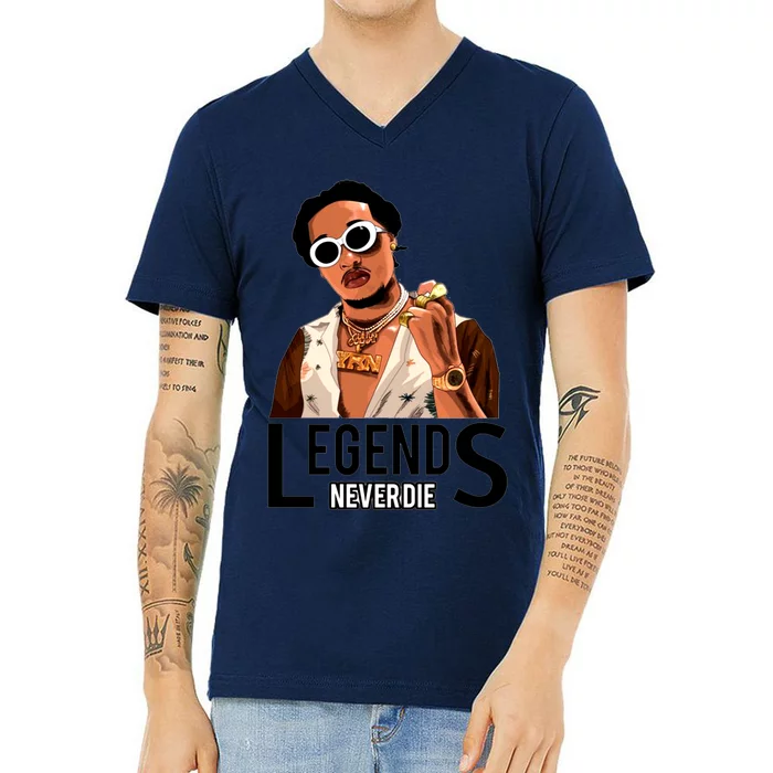 Legend Never Dies RIP Takeoff Rapper Rest In Peace V-Neck T-Shirt