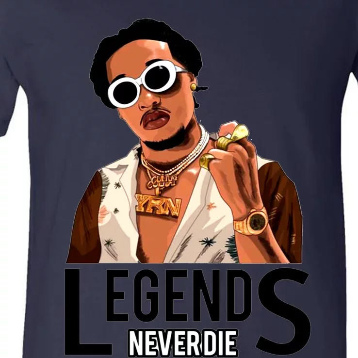 Legend Never Dies RIP Takeoff Rapper Rest In Peace V-Neck T-Shirt