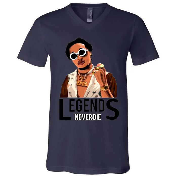 Legend Never Dies RIP Takeoff Rapper Rest In Peace V-Neck T-Shirt