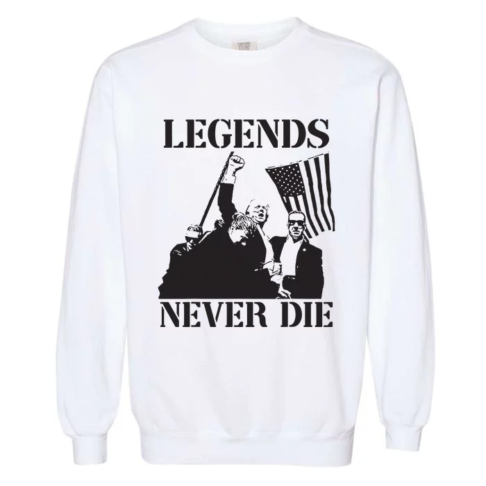 Legends Never Die Trump 2024 Pennsylvania Rally Patriot Garment-Dyed Sweatshirt