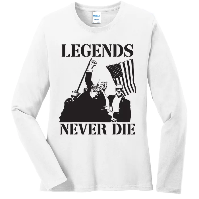 Legends Never Die Trump 2024 Pennsylvania Rally Patriot Ladies Long Sleeve Shirt