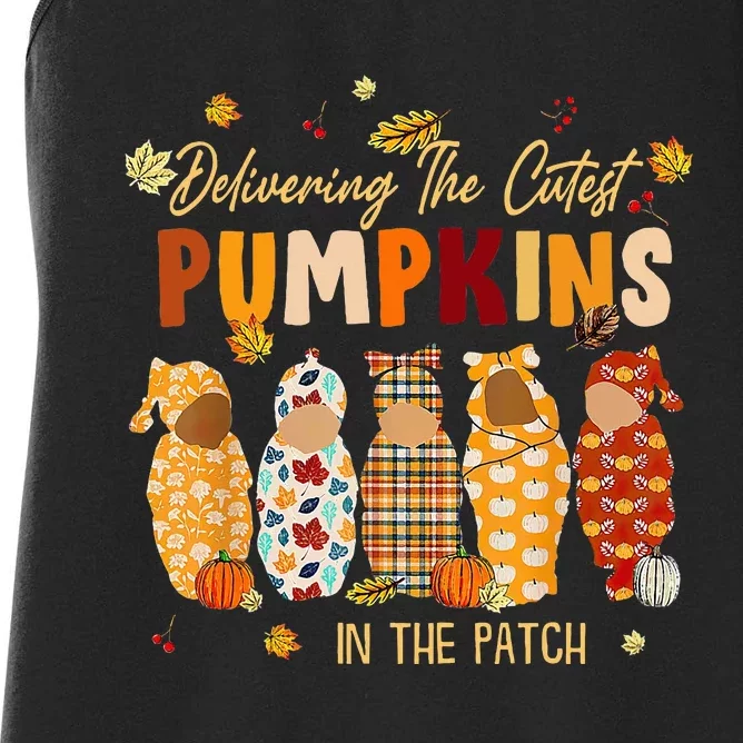 L&D Nurse Delivering The Cutest Pumpkins In The Patch Fall Women's Racerback Tank