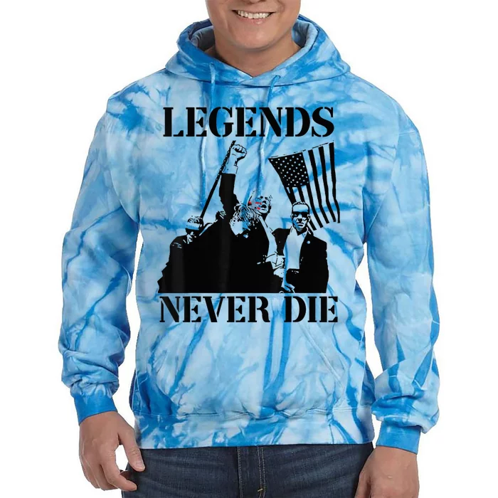 Legends Never Die Trump 2024 Pennsylvania Rally Patriot Tie Dye Hoodie