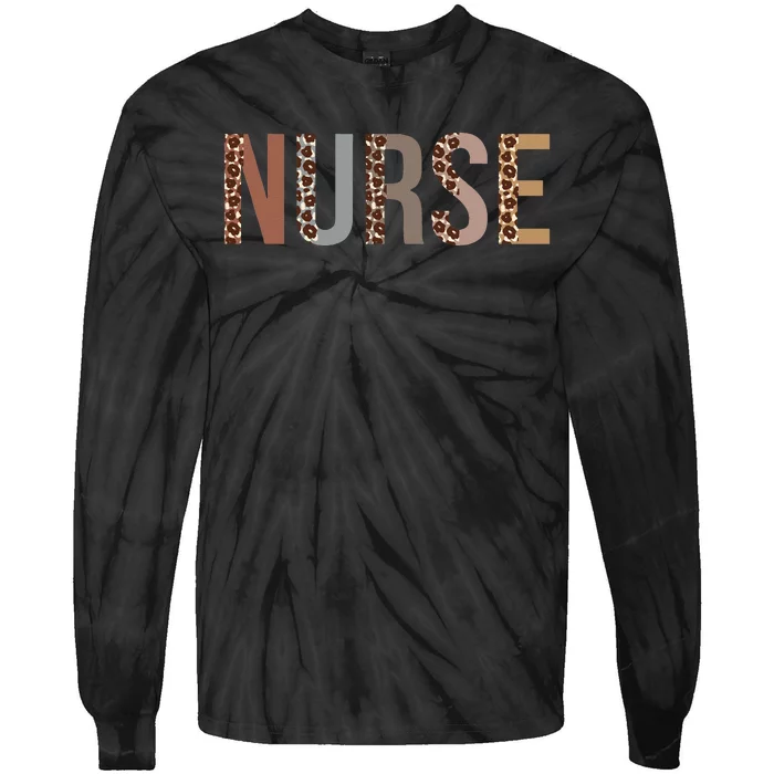 Leopard Nurse Day Appreciation Nurse Week For Women For Work Tie-Dye Long Sleeve Shirt