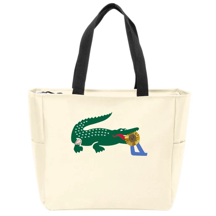 Lacoste Novak Djokovic Winning The Gold Medal Logo Zip Tote Bag