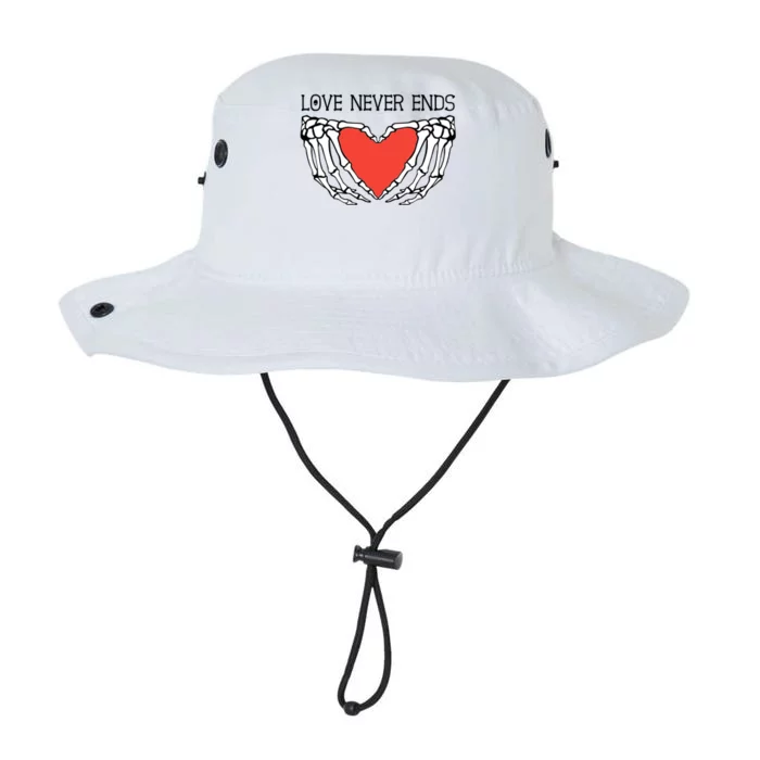 Love Never Ends Love Heart Skeleton Hands Rotic Gothic Gift Legacy Cool Fit Booney Bucket Hat