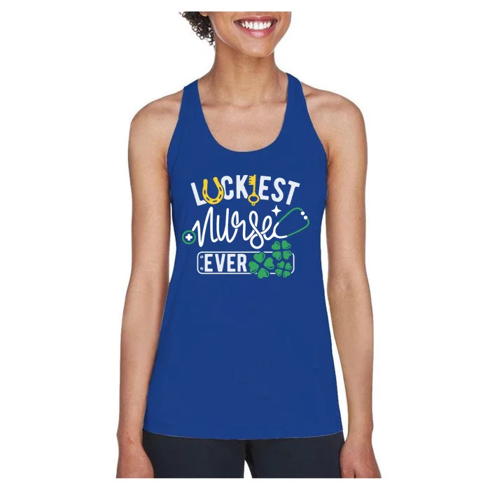 Luckiest Nurse Ever Gift Lucky Nurse Rn Nursing St Paddys Day Gift Women's Racerback Tank