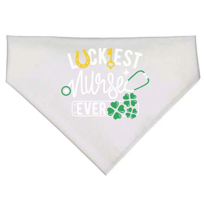 Luckiest Nurse Ever Gift Lucky Nurse Rn Nursing St Paddys Day Gift USA-Made Doggie Bandana