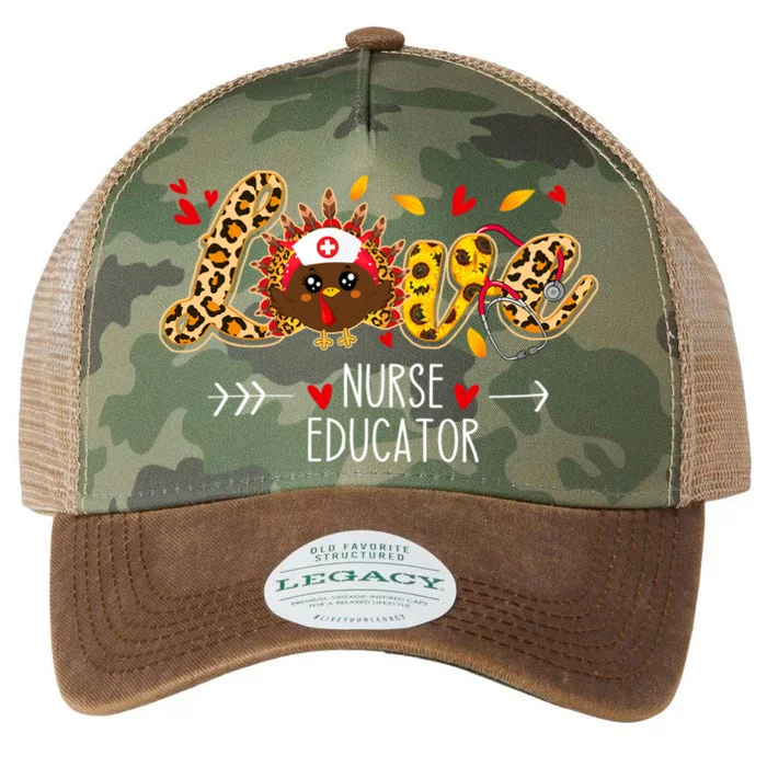 Love Nurse Educator Leopard Sunflower Thanksgiving Turkey Gift Legacy Tie Dye Trucker Hat