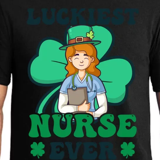 Luckiest Nurse Ever Design St Patricks Nurse Gift Pajama Set