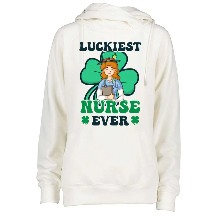 Luckiest Nurse Ever Design St Patricks Nurse Gift Womens Funnel Neck Pullover Hood