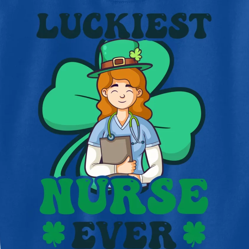 Luckiest Nurse Ever Design St Patricks Nurse Gift Kids Sweatshirt