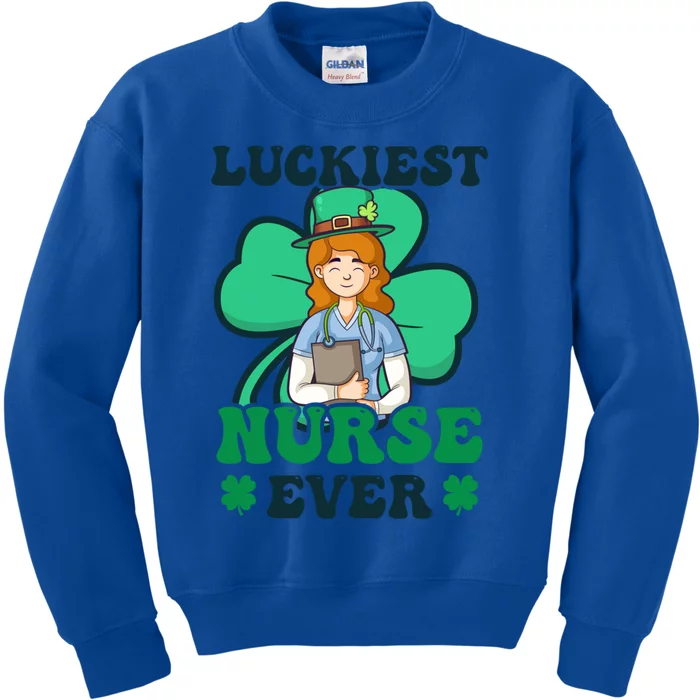 Luckiest Nurse Ever Design St Patricks Nurse Gift Kids Sweatshirt