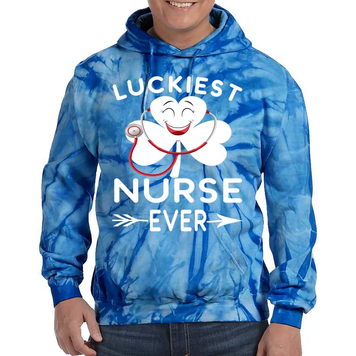 Luckiest Nurse Ever St Patrick Nurse Shamrock Gift Tie Dye Hoodie