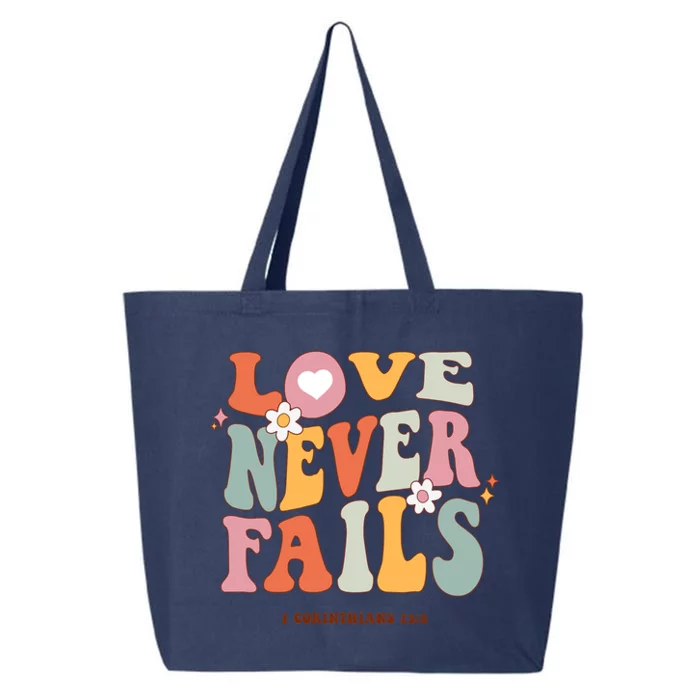 Love Never Fails Retro Positivity Quote Preppy Aesthetic 25L Jumbo Tote