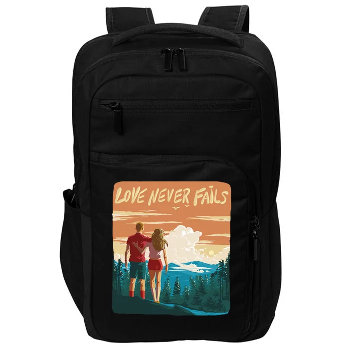 Love Never Fails Sunset Couple Impact Tech Backpack