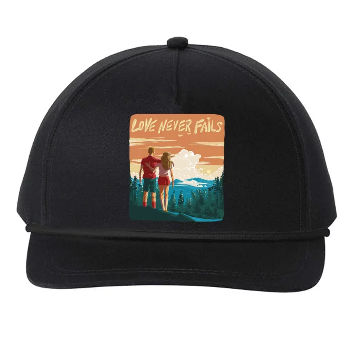 Love Never Fails Sunset Couple Snapback Five-Panel Rope Hat