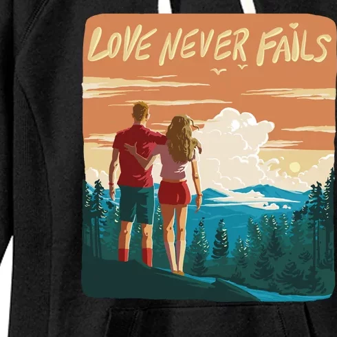 Love Never Fails Sunset Couple Women's Fleece Hoodie