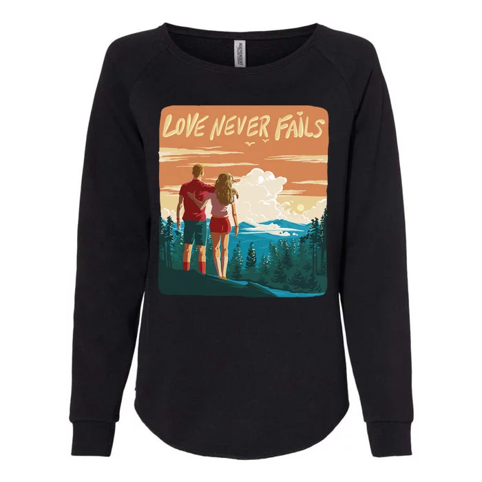 Love Never Fails Sunset Couple Womens California Wash Sweatshirt