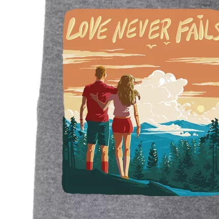 Love Never Fails Sunset Couple Doggie 3-End Fleece Hoodie