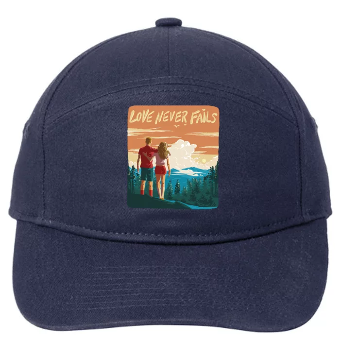 Love Never Fails Sunset Couple 7-Panel Snapback Hat