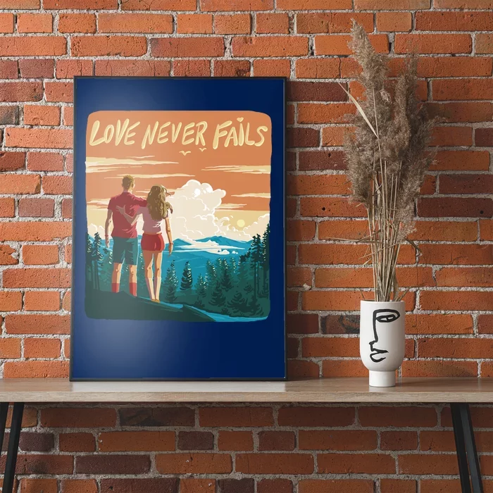 Love Never Fails Sunset Couple Poster