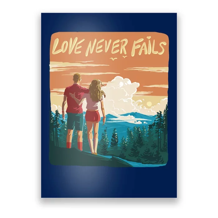 Love Never Fails Sunset Couple Poster