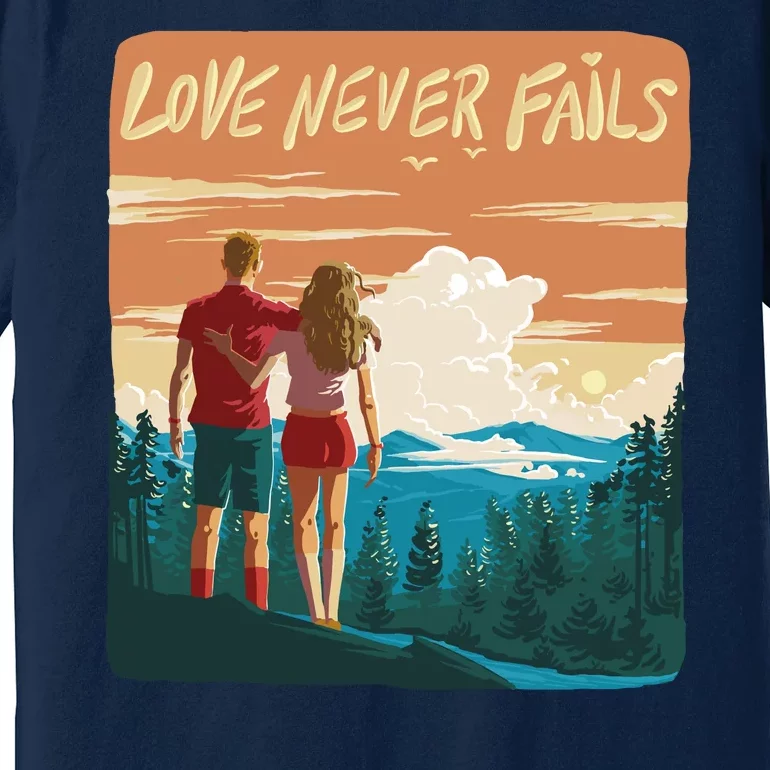 Love Never Fails Sunset Couple Premium T-Shirt