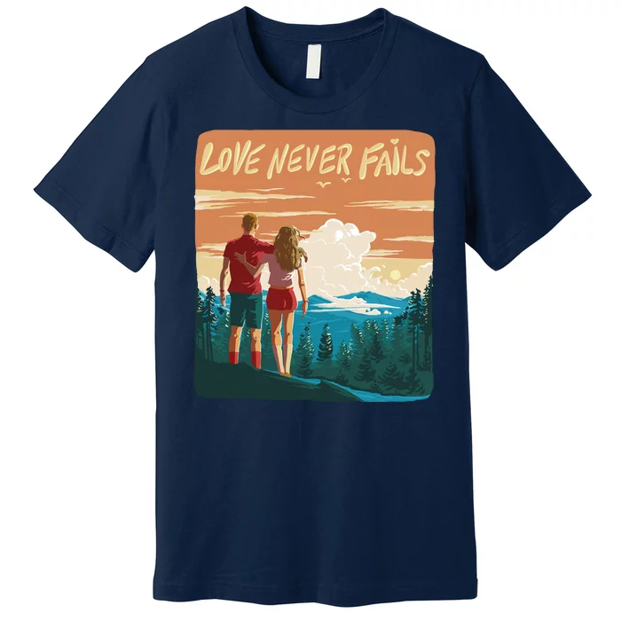 Love Never Fails Sunset Couple Premium T-Shirt